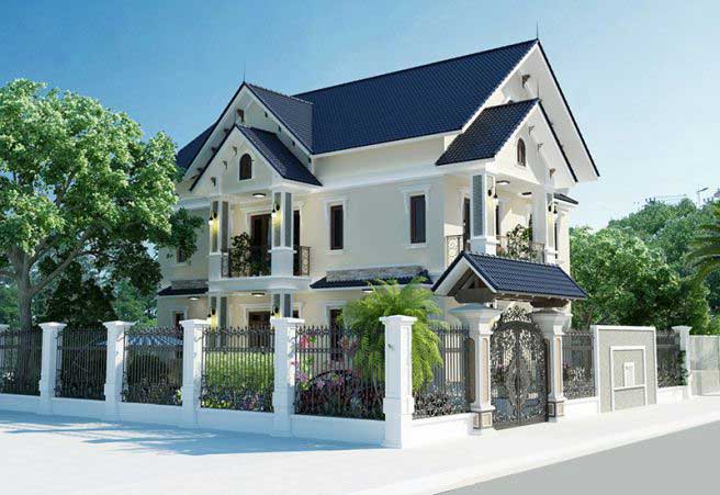 Mẫu nhà biệt thự 2 tầng mái thái đẹp xây dựng ở Nam Định