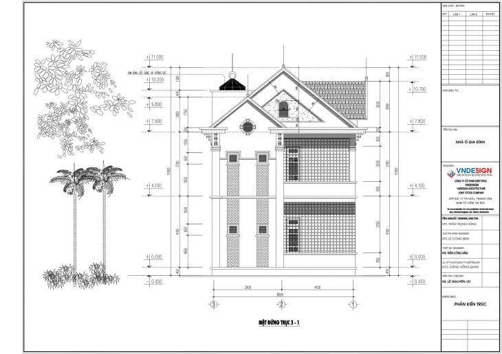 Bản vẽ kiến trúc thiết kế biệt thự vườn KT 8x15m miến phí