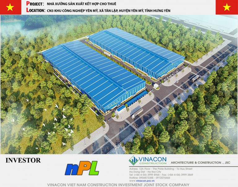 Thiết kế nhà xưởng cho thuê 40000 m2 tại Hưng Yên