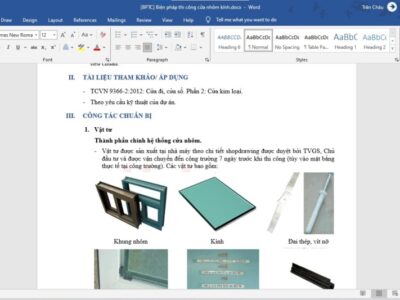 [BPTC] Biện pháp thi công cửa nhôm kính