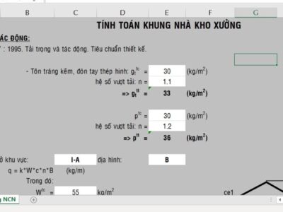 Bảng tính file excel tính khung nhà xưởng – dễ dàng chỉnh sửa