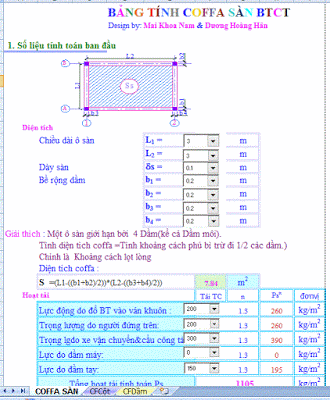 Bảng tính cốp pha CỘT - DẦM - SÀN