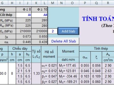 Bảng tính thép sàn