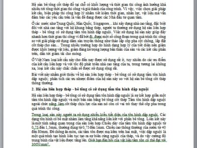 Hệ sàn liên hợp thép, bê tông có sử dụng tấm tôn hình dập nguội