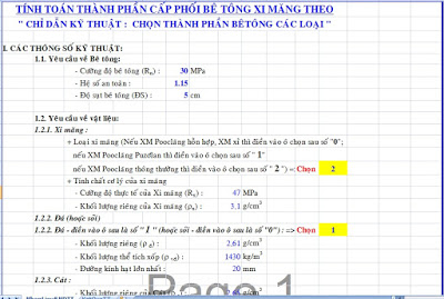 Tính cấp phối bê tông