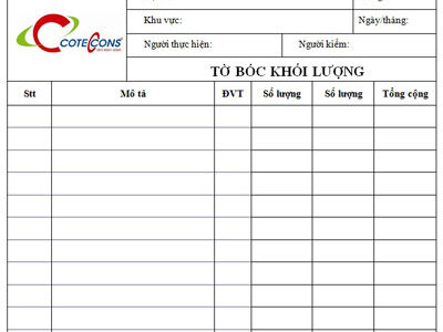 Conteccons – Tờ bóc khối lượng