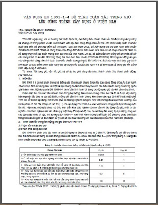 Vận dụng EN - 1991 - 1- 4 để tính tải trọng gió lên công trình Việt Nam