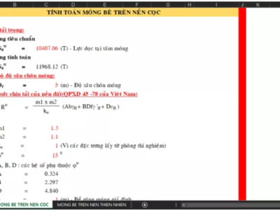 Tính toán móng bè trên nền cọc