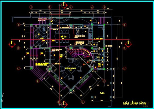 Mẫu kiến trúc biêt thự 4 tầng 15 x12 m