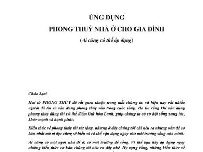 Ứng dụng phong thủy cho nhà ở gia đình