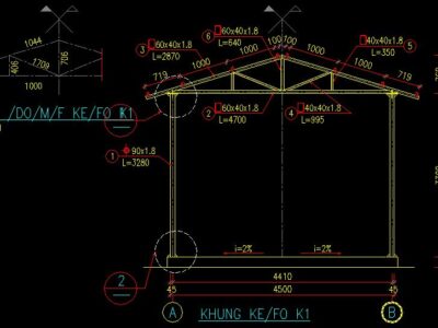 Bản vẽ kèo nhịp 4.5 m