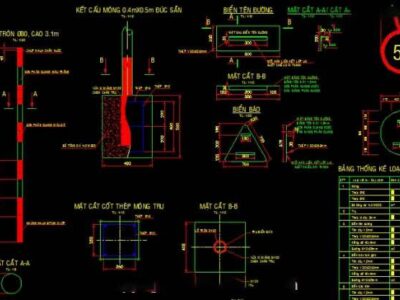 Bản vẽ thiết kế mẫu các công trình phụ trợ chi tiết biển báo