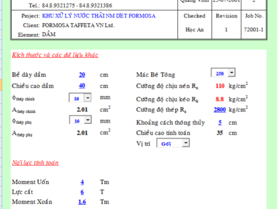 Bảng tính xoắn dầm