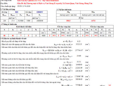 EXCEL TÍNH TOÁN BỀ RỘNG VẾT NỨT CHO CẤU KIỆN CHỊU UỐN – TCVN 5574:2018