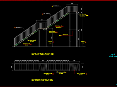 Chi tiết bản vẽ autocad cầu thang thép