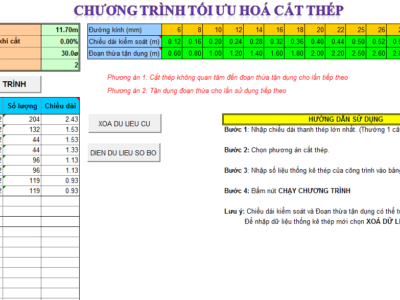 Chương trình tối ưu hóa cắt thép