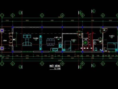 File cad mẫu nhà cấp 4 diện tích 5 x 20,8m