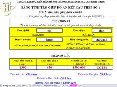 FILE EXCEL TÍNH PHỤC VỤ ĐỒ ÁN THÉP