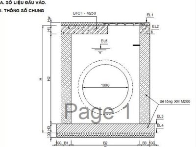 BẢNG TÍNH KẾT CẤU HỐ GA