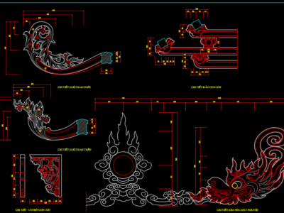 Mẫu hoa văn thiết kế công trình chùa Khuê Văn Các file autocad