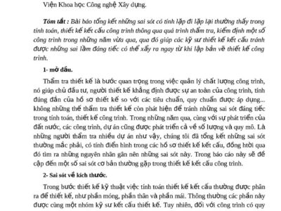 Một số sai xót thường gặp trong thiết kế kết cấu công trình