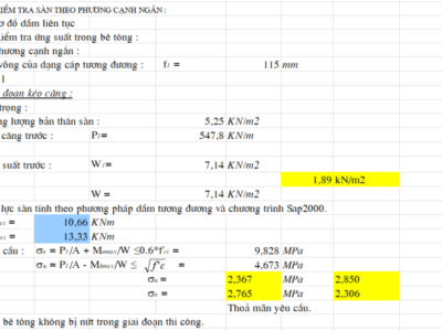 FILE EXCEL TÍNH SÀN DỰ ỨNG LỰC CĂNG SAU KHÔNG BÁM DÍNH